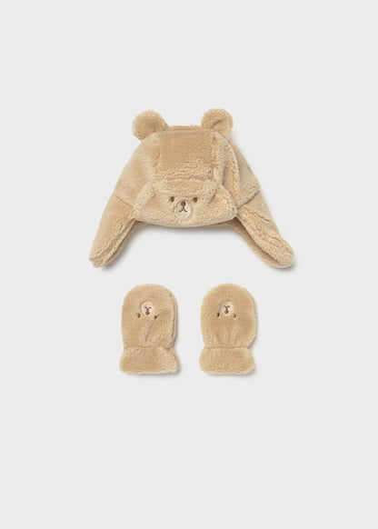 MAYORAL BABY BEAR HAT AND MITTENS SET