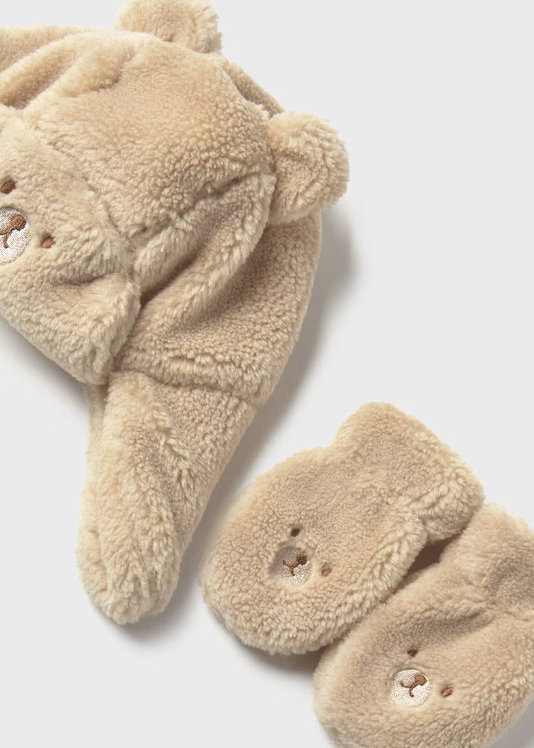 MAYORAL BABY BEAR HAT AND MITTENS SET