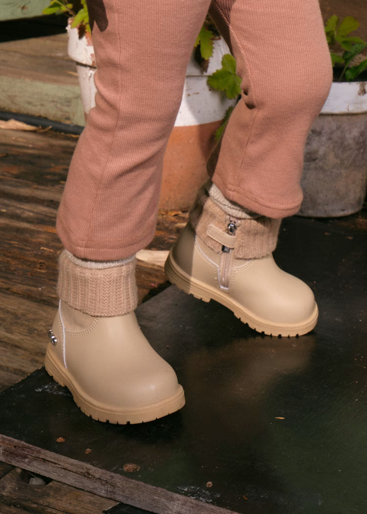 MAYORAL BABY BOOTS WITH KNITTED TOP