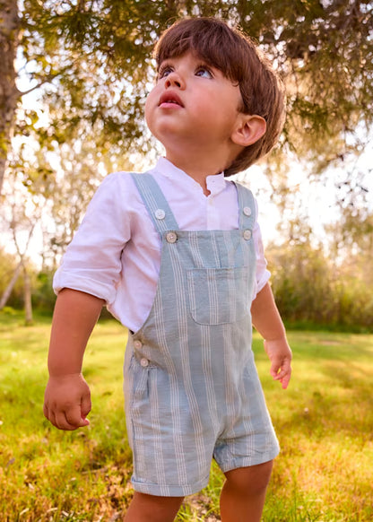 MAYORAL BABY LINEN STRIPED DUNGAREES
