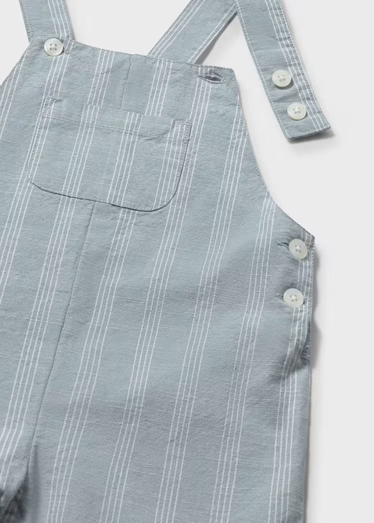 MAYORAL BABY LINEN STRIPED DUNGAREES
