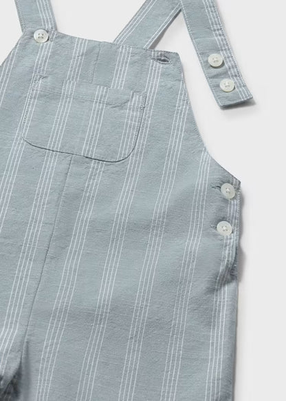 MAYORAL BABY LINEN STRIPED DUNGAREES