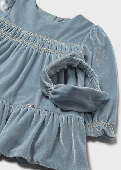 MAYORAL BABY VELVET DESS WITH HEADBAND