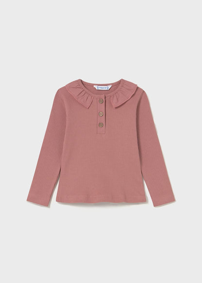 MAYORAL BABYS RIBBED POLO SHIRT WITH RUFFLE COLLAR