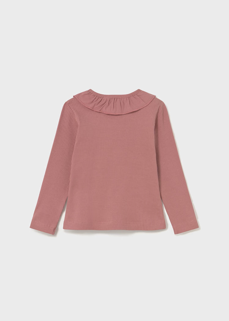 MAYORAL BABYS RIBBED POLO SHIRT WITH RUFFLE COLLAR