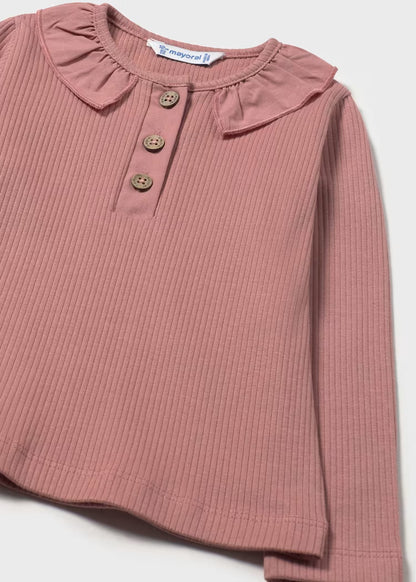 MAYORAL BABYS RIBBED POLO SHIRT WITH RUFFLE COLLAR