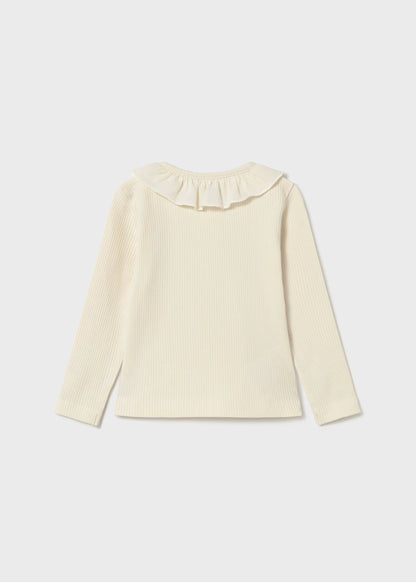 BABYS RIBBED POLO SHIRT WITH RUFFLE COLLAR