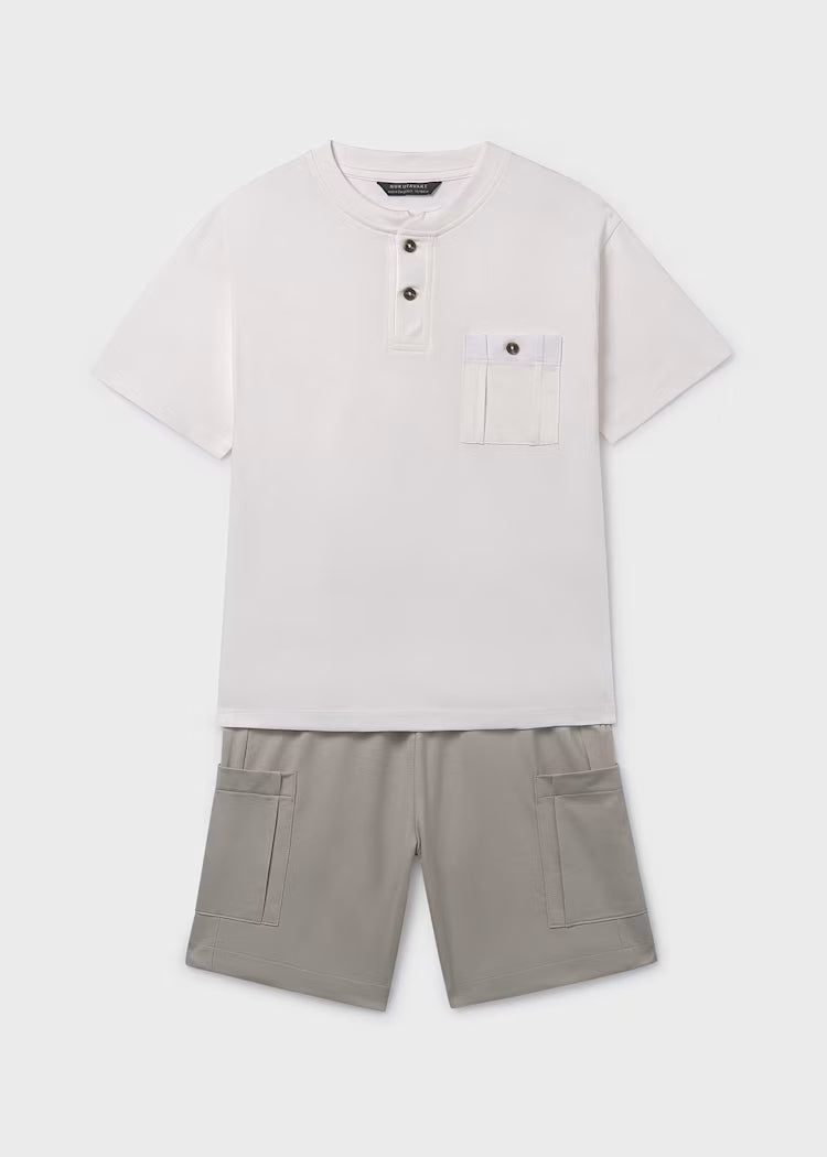 MAYORAL BERMUDA SHORTS AND KNITTED T-SHIRT SET