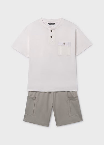 MAYORAL BERMUDA SHORTS AND KNITTED T-SHIRT SET
