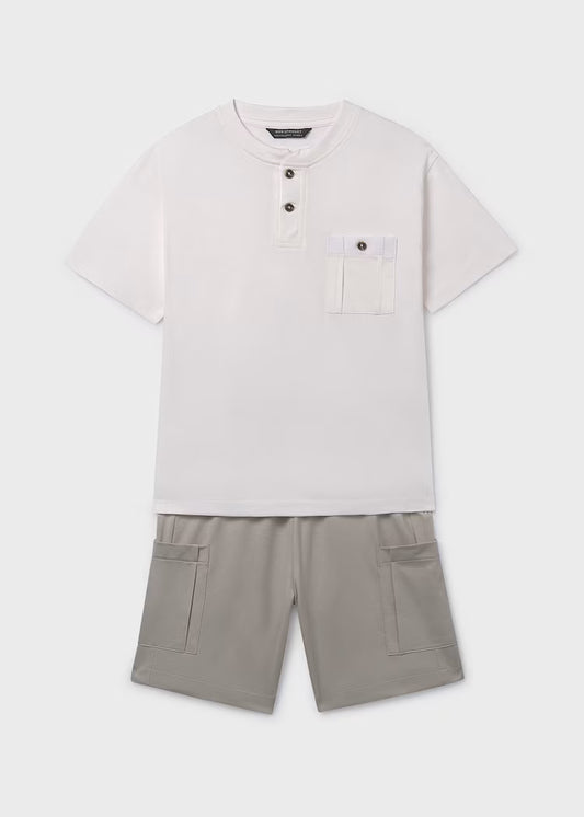 MAYORAL BERMUDA SHORTS AND KNITTED T-SHIRT SET