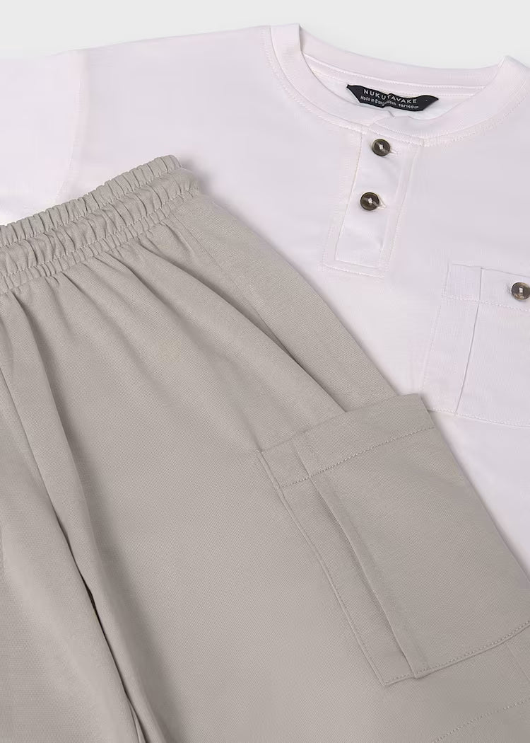 MAYORAL BERMUDA SHORTS AND KNITTED T-SHIRT SET