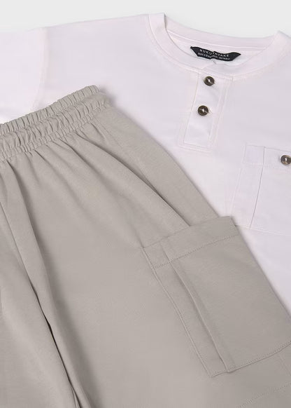 MAYORAL BERMUDA SHORTS AND KNITTED T-SHIRT SET