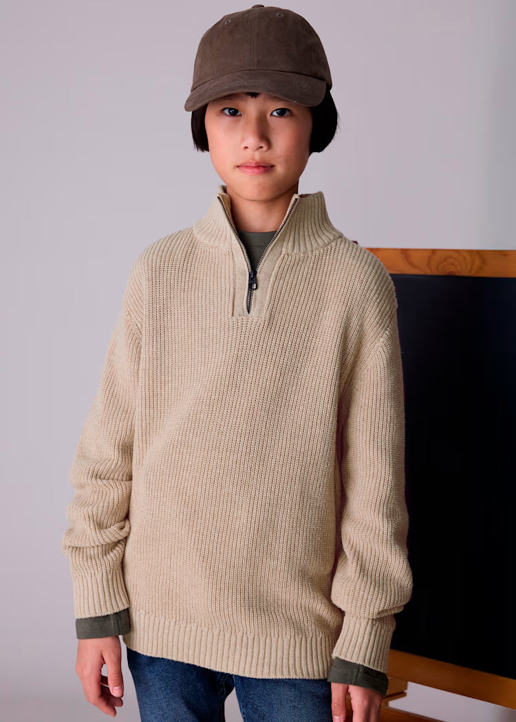 MAYORAL BOYS QUARTER ZIP RIB PULLOVER