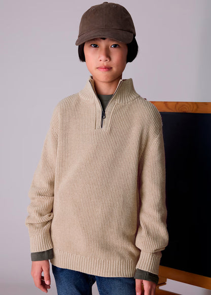 MAYORAL BOYS QUARTER ZIP RIB PULLOVER