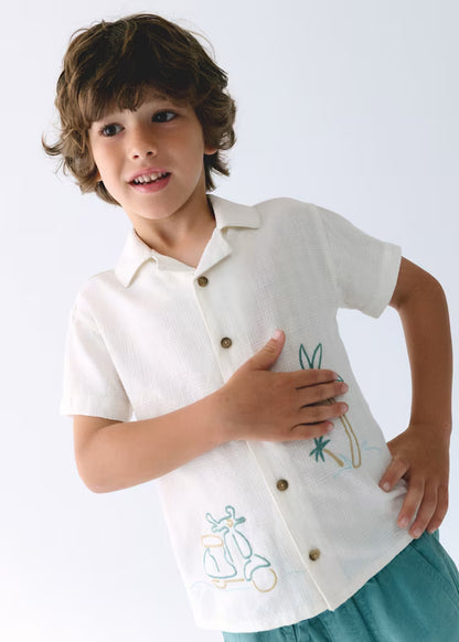 MAYORAL SHIRT WITH EMBROIDERED DETAILS