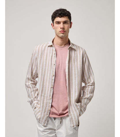 GIANNI LUPO STRIPED LINEN SHIRT