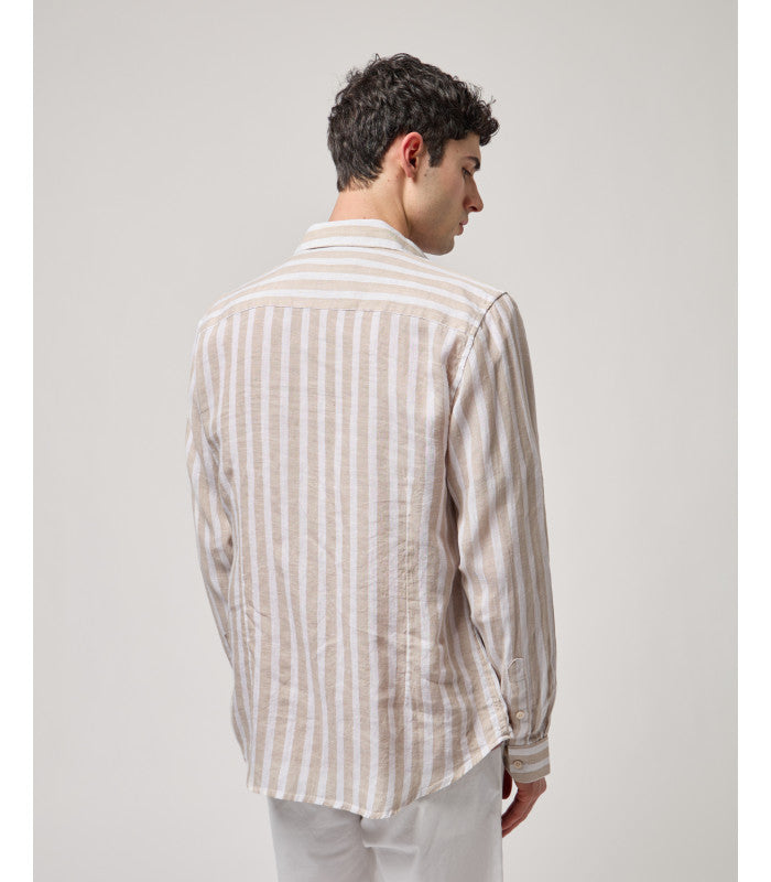 GIANNI LUPO STRIPED LINEN SHIRT
