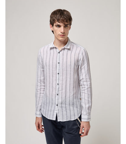 GIANNI LUPO STRIPED LINEN SHIRT