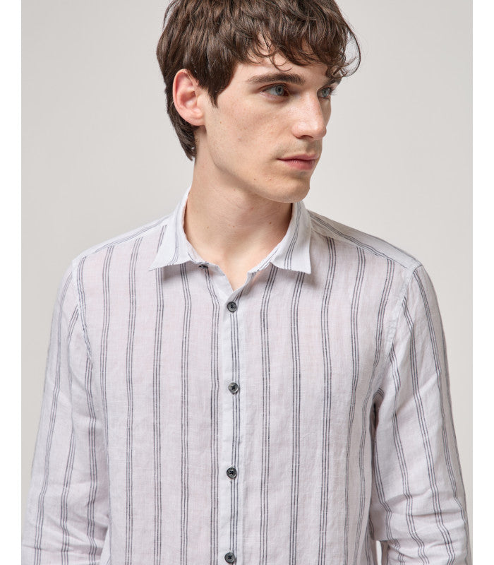 GIANNI LUPO STRIPED LINEN SHIRT
