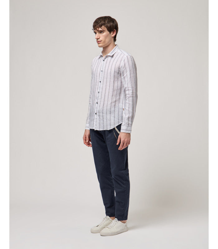 GIANNI LUPO STRIPED LINEN SHIRT