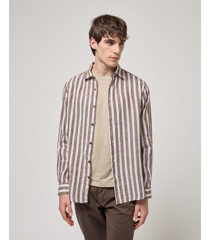 GIANNI LUPO STRIPED LINEN SHIRT