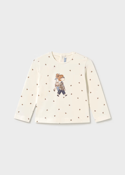 MAYORAL GIRLS PRINTED LS T SHIRT