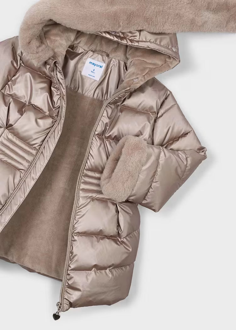 MAYORAL GIRL'S METALLIC FUR JACKET