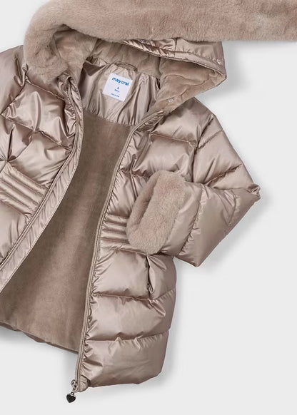 MAYORAL GIRL'S METALLIC FUR JACKET