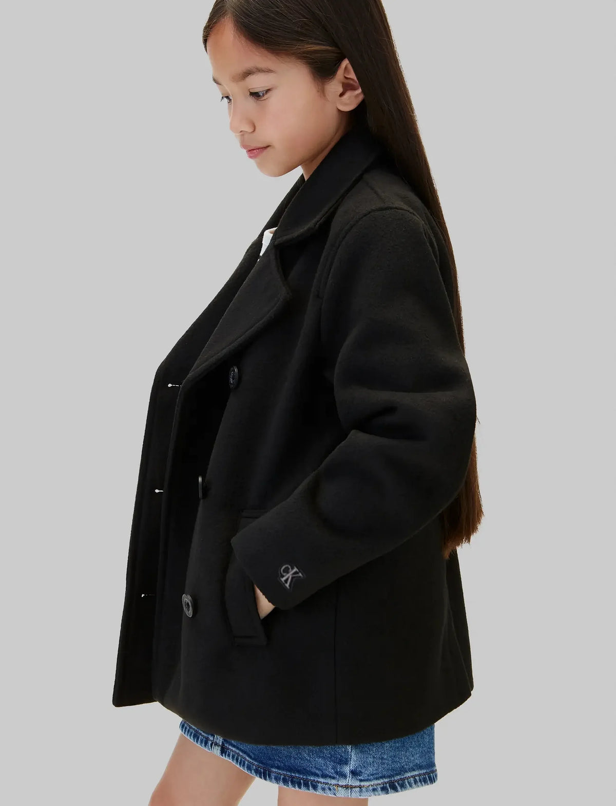 CALVIN KLEIN KIDS WOOL-LIKE PEACOAT