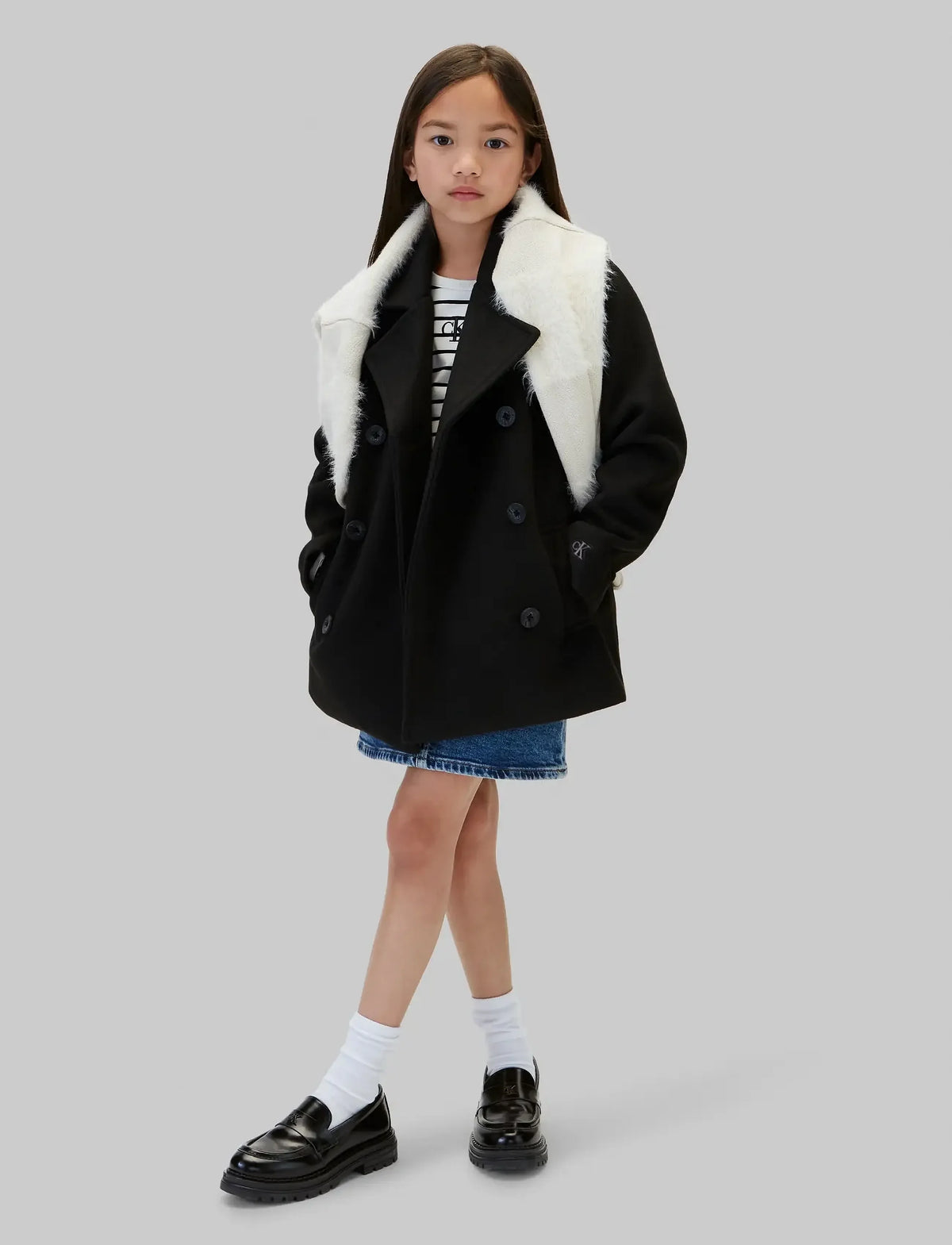 CALVIN KLEIN KIDS WOOL-LIKE PEACOAT