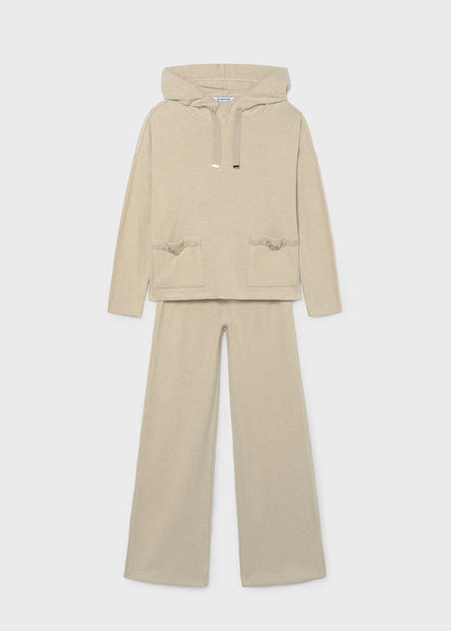 MAYORAL GIRLS' RIBBED PANTS AND HOODIE SET