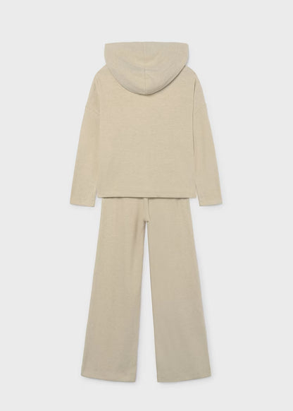 MAYORAL GIRLS' RIBBED PANTS AND HOODIE SET