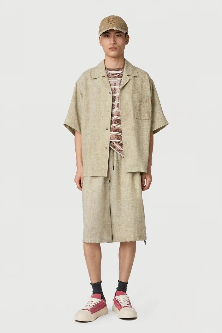 ACUPUNCTURE FASHION CRACKED OVERSIZED SHIRT