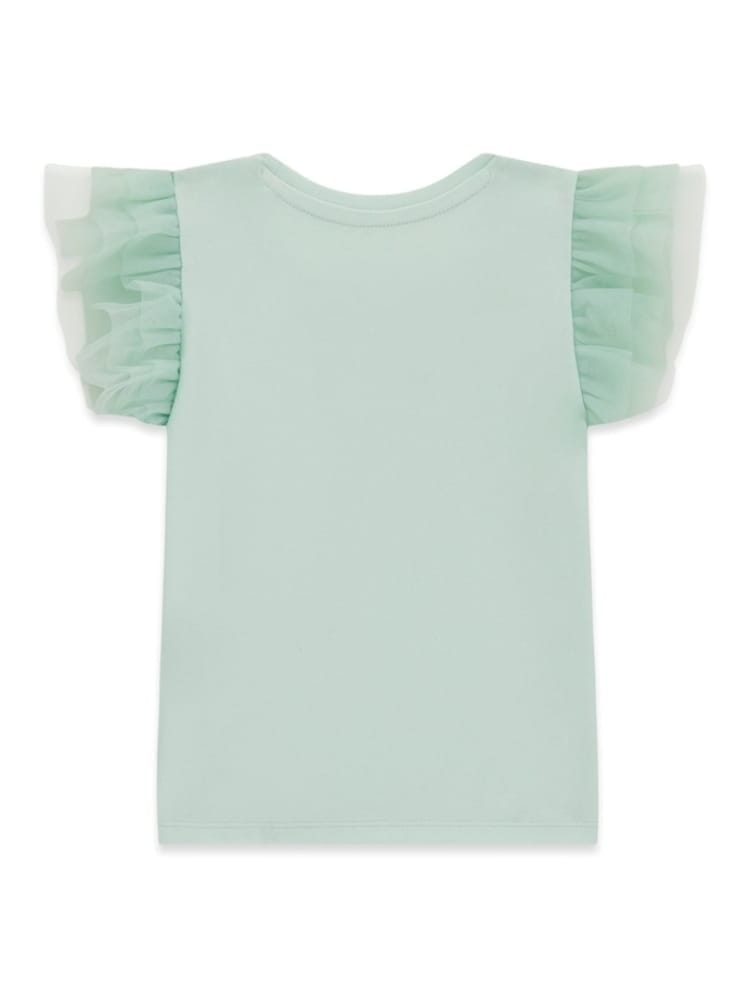 GUESS KIDS KNIT TULLE SLEEVES T SHIRT