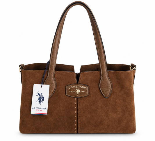 U.S POLO ASSN WOMAN CHESTNUT FAUX-SUEDE BAG