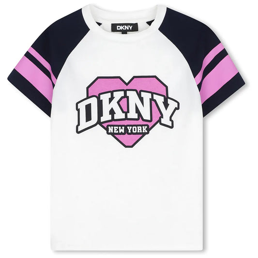 DKNY GIRLS SS HEART LOGO T SHIRT
