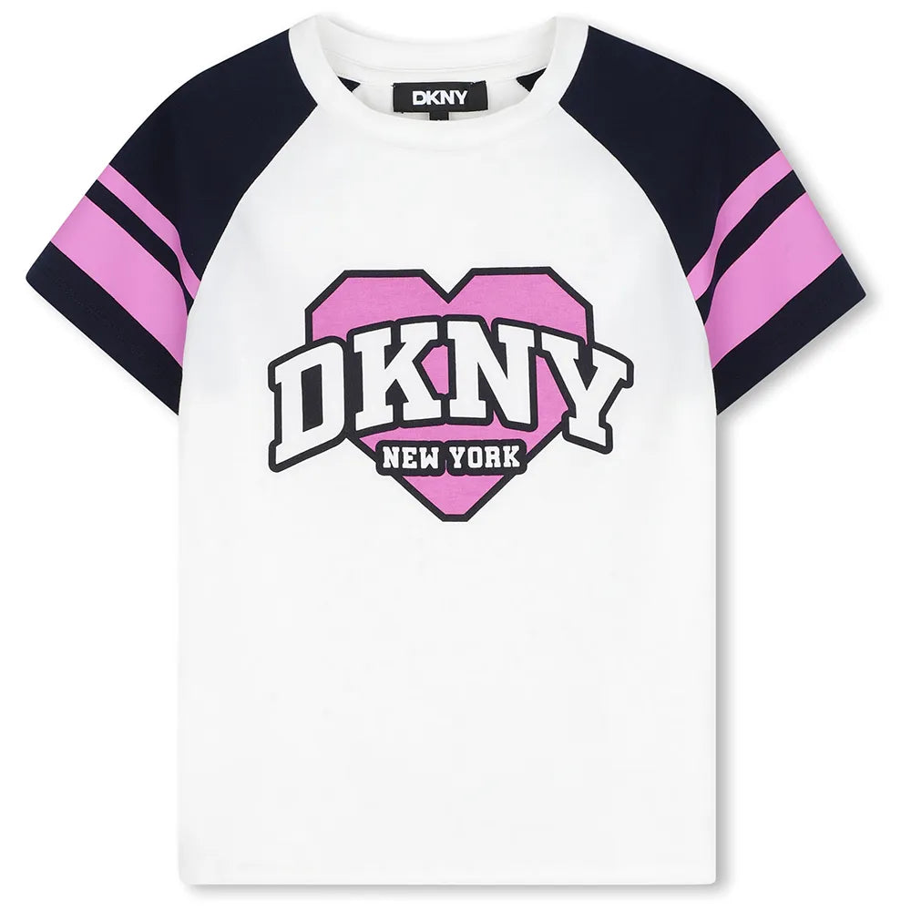 DKNY GIRLS SS HEART LOGO T SHIRT