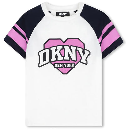 DKNY GIRLS SS HEART LOGO T SHIRT