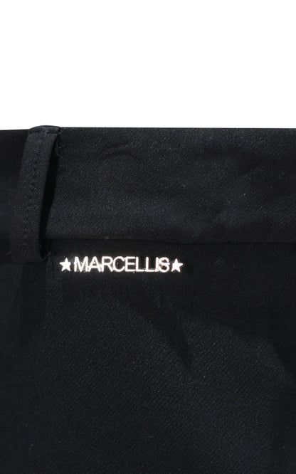 MARC ELLIS SKIRT IN SOFT TECHNICAL FABRIC WITH FEATHER HEM AND LOGO PLAQUE