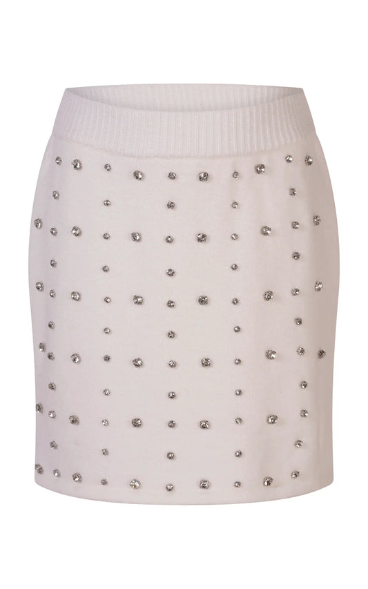 FUN FUN KNITTED WOOL SKIRT WITH APPLIQUÉ STONES