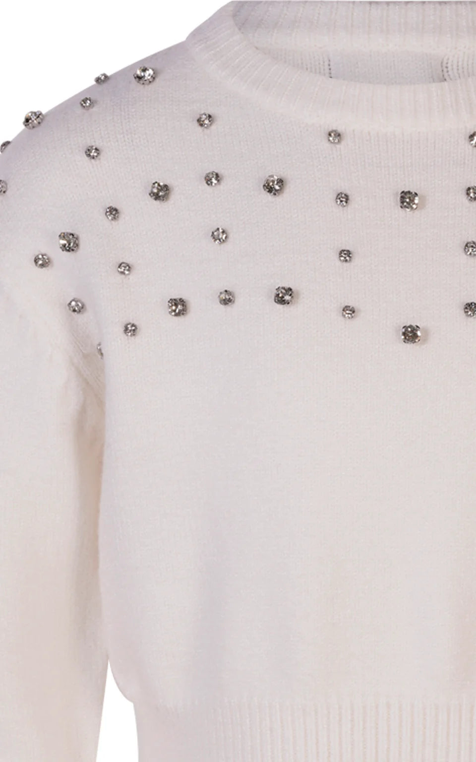 FUN FUN CREW NECK SWEATER IN KNITTED WOOL WITH APPLIED STONES