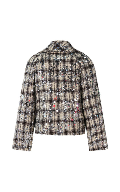 FUN FUN BLAZER WITH LONG FLARED SLEEVES IN TEXTURED FABRIC WITH SEQUINS