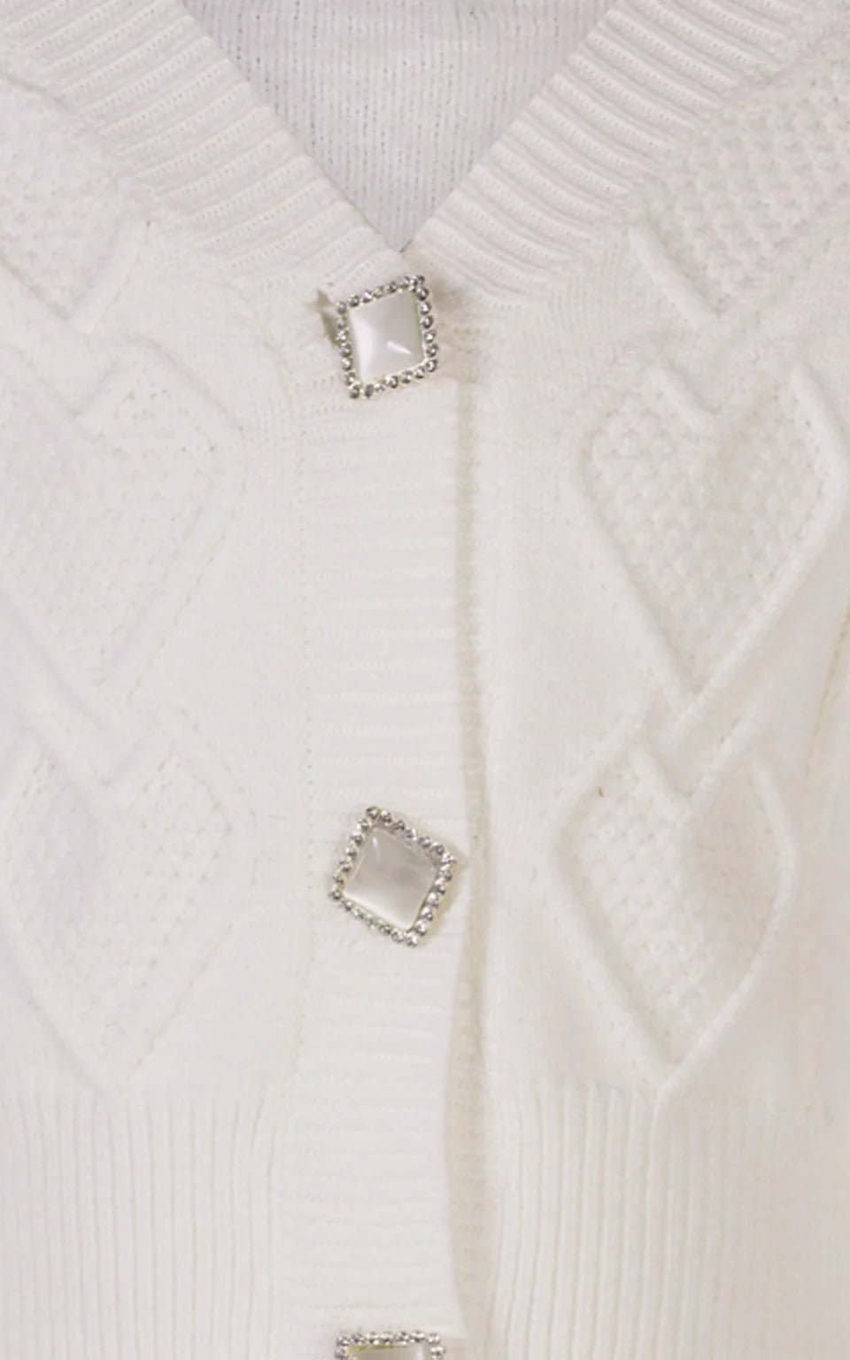 FUN FUN FUR-EFFECT WOOL CARDIGAN WITH JEWEL BUTTONS AND HEART DETAIL