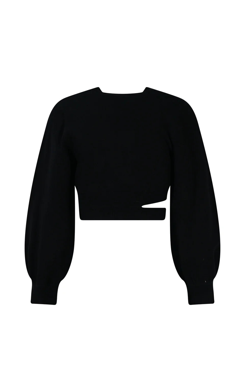 MARC ELLIS CROPPED CREW NECK WOOL SWEATER WITH SIDE OPENING AND LOGO EMBROIDERY