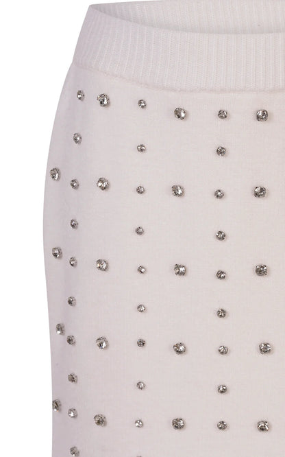 FUN FUN KNITTED WOOL SKIRT WITH APPLIQUÉ STONES