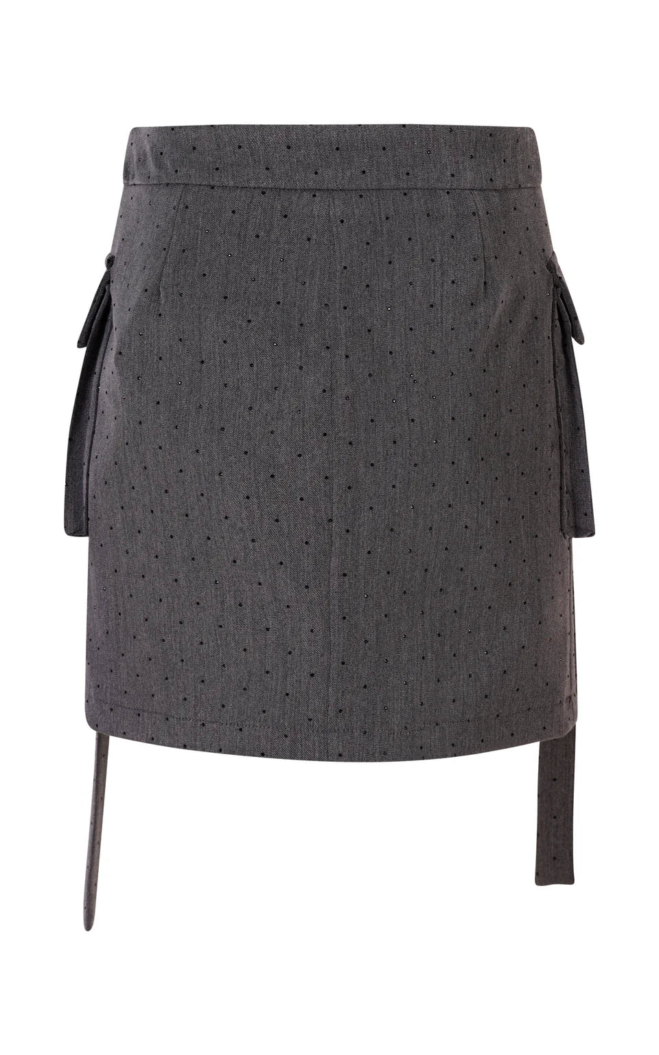 FUN FUN WOOL-EFFECT SKIRT WITH RHINESTONES AND UTILITY DETAILS