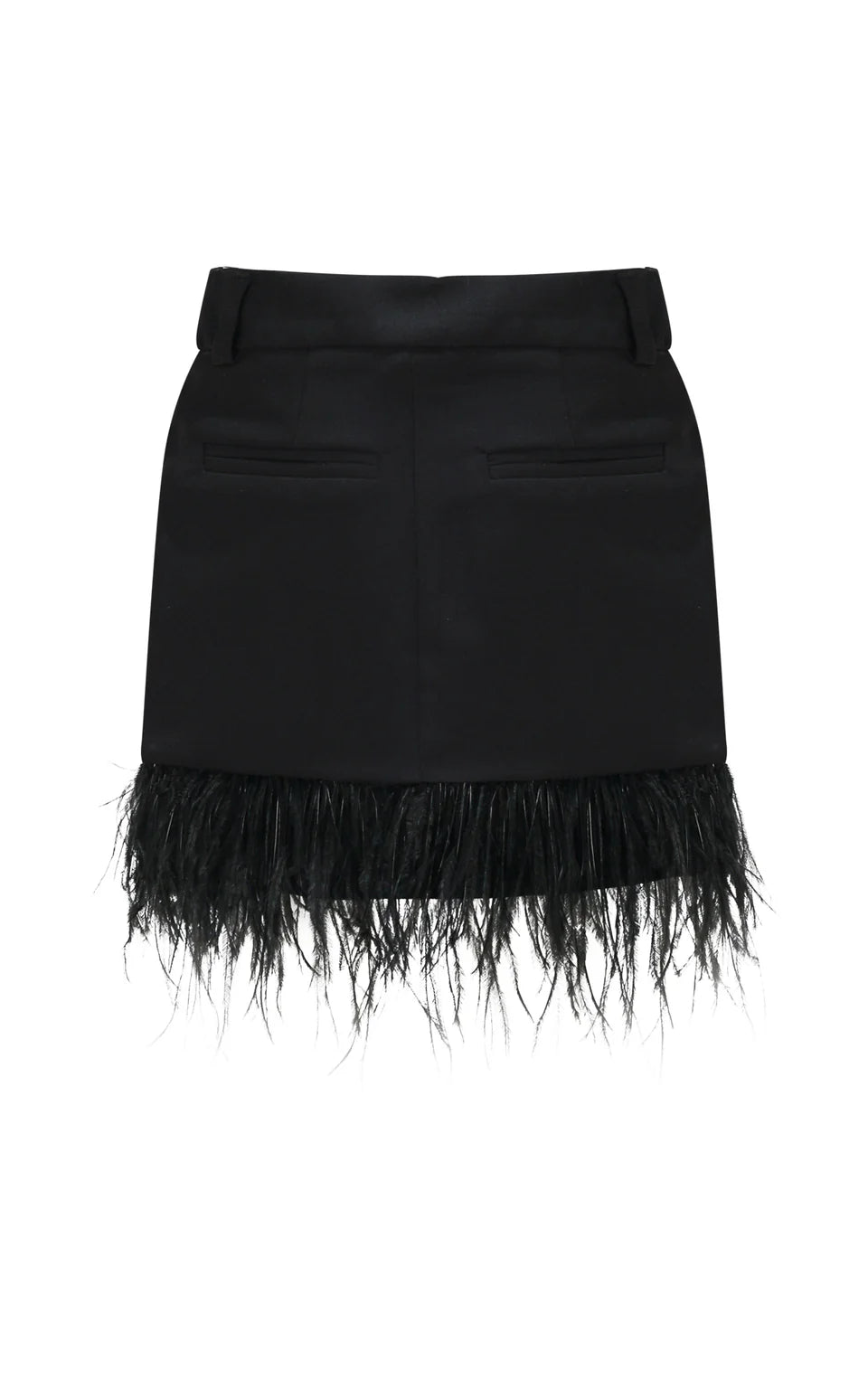 MARC ELLIS SKIRT IN SOFT TECHNICAL FABRIC WITH FEATHER HEM AND LOGO PLAQUE