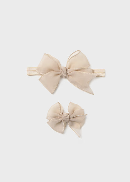 MAYORAL ELASTIC HEADBAND WITH BOW CLIP FOR NEWBORNS