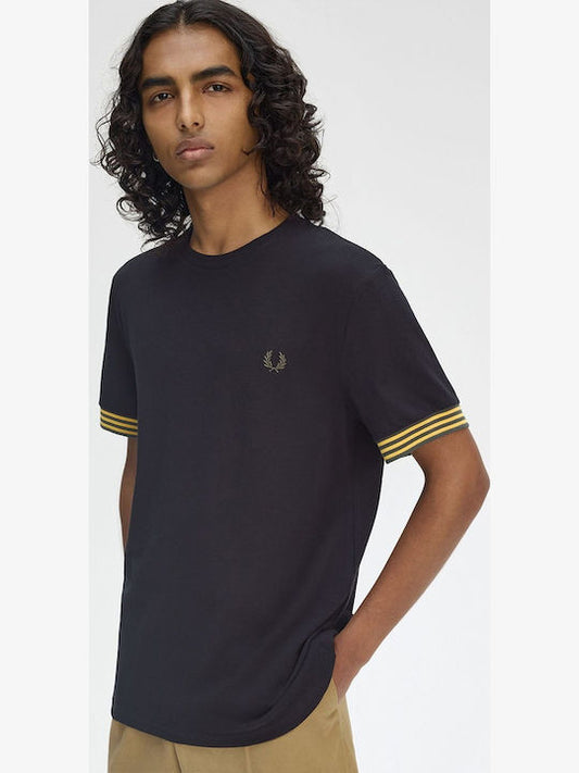 FRED PERRY STRIPED CUFF T SHIRT
