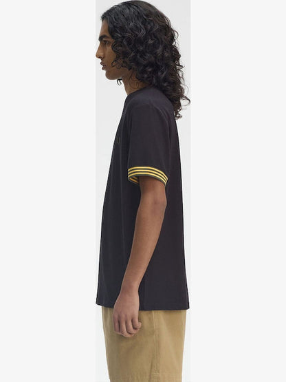 FRED PERRY STRIPED CUFF T SHIRT